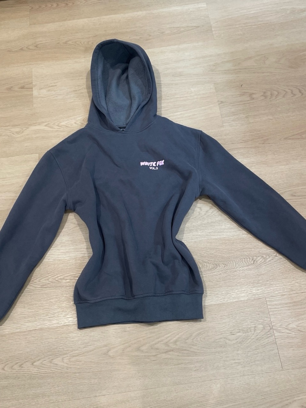 White Fox Boutique Charcoal Hoodie with Pink Logo - Picture 3 of 4